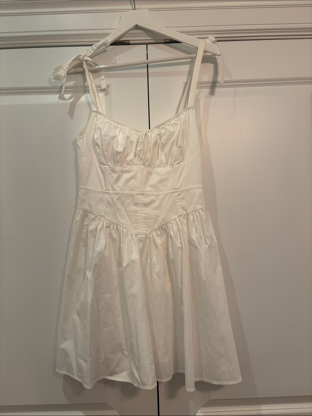 White Tie-Shoulder Mini Dress